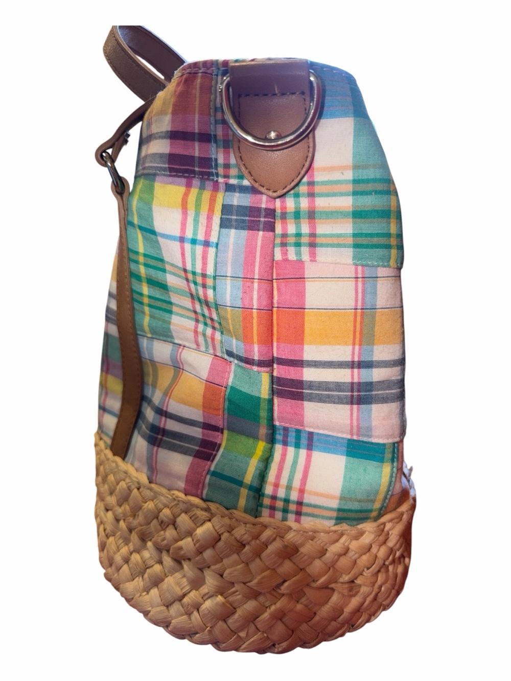 Talbots Multicolor Plaid Tote with Tan Handles - Picture 2 of 6